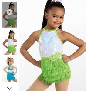 Weissman Kids Conga High Waisted Fringe Costume Size IC